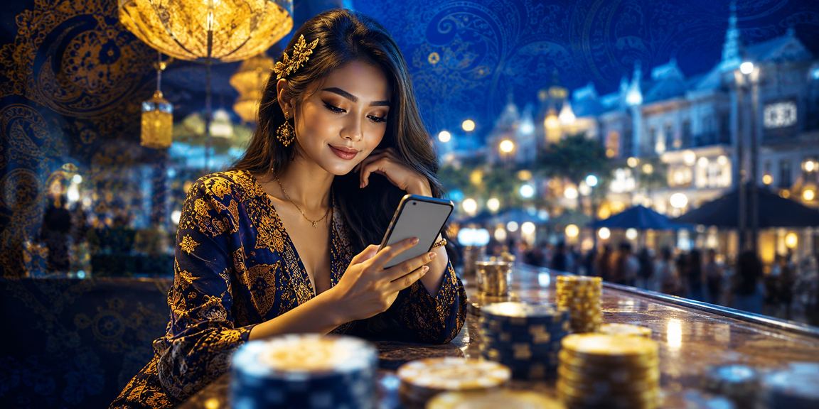 Suasana malam pasar Vietnam dengan cahaya neon merayakan bonus VIP platform hiburan