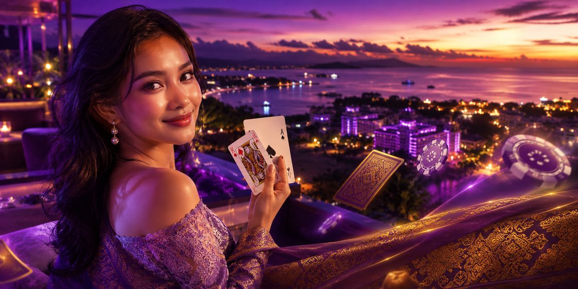 Permainan kartu premium di tepi pantai suasana eksklusif malam hari