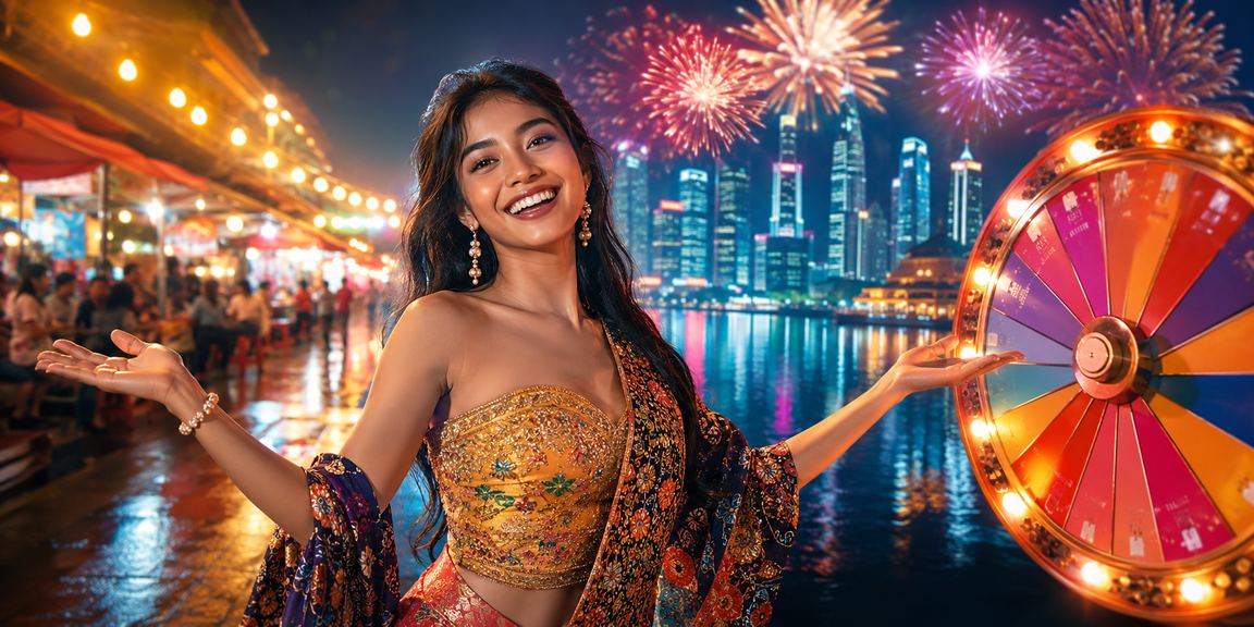 Pengundian beruntung di pasar malam suasana hiburan premium malam hari